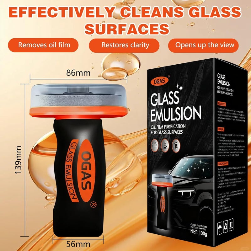 Flaurix 2PCS Glass Oil Film Remover for Car,Roll-On Glass Compound with Cleaning Board,Removes Oil Film & Smudges,Universal Anti-Rain Fog Brush - Image 3